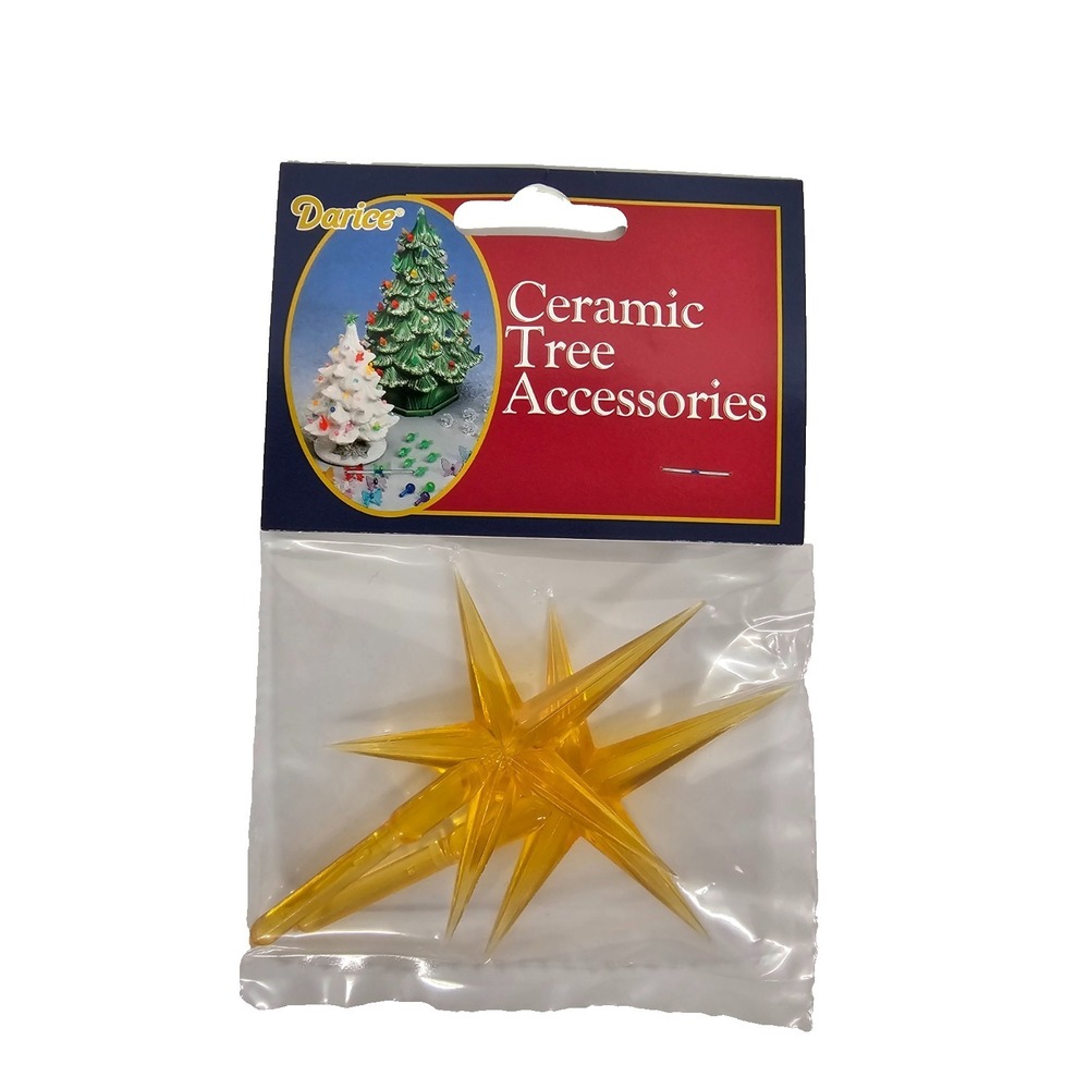 New Darice Yellow Gold‎ 2 Ceramic Christmas Tree Star Topper 4" Tall